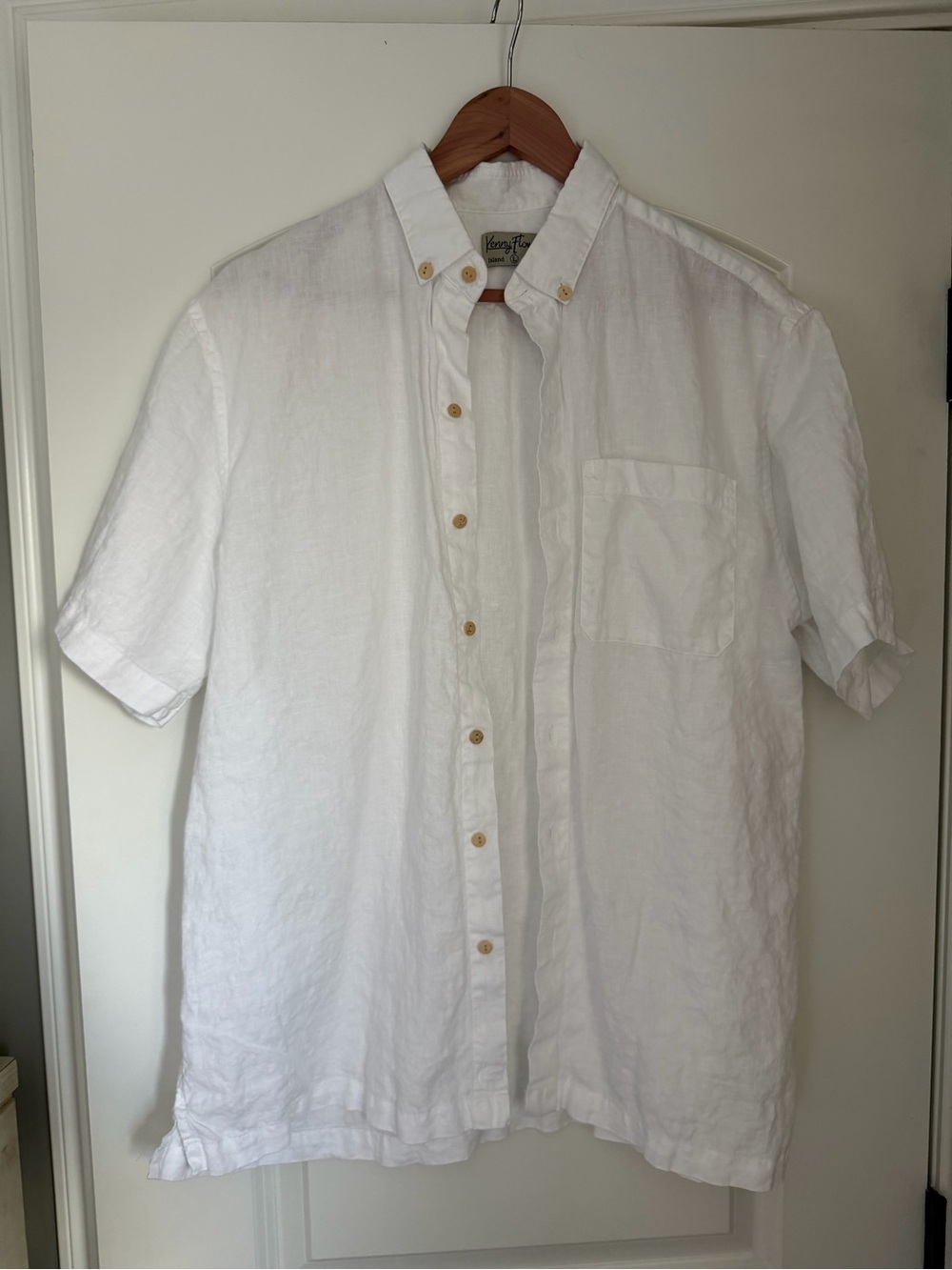 Kenny Flowers White Short-Sleeve Linen Button-Down Shirt